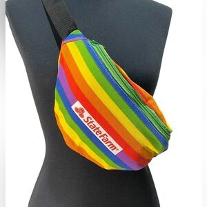 Rainbow stripped pride flag parade June festive vacation beach travel fanny pack